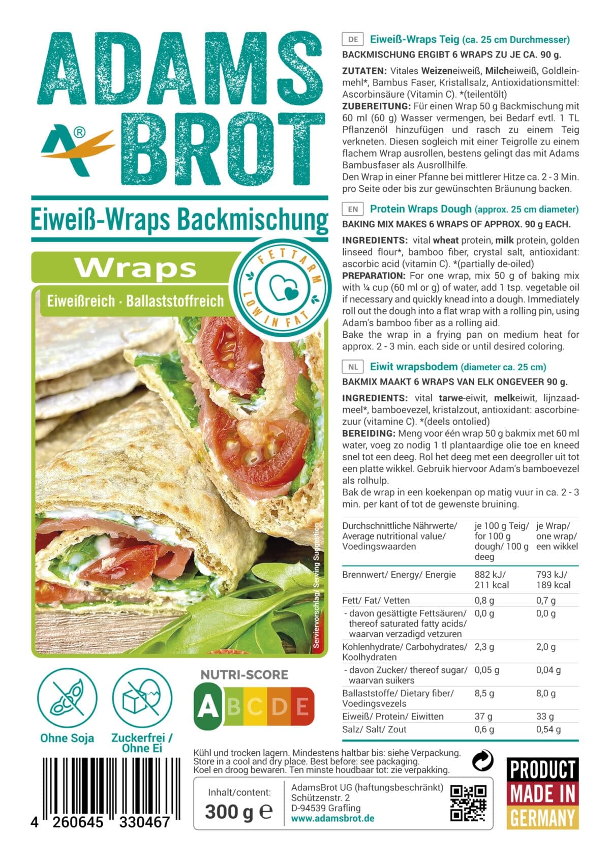 Wrap Low Carb Adams Brot