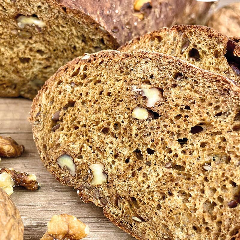 Preparato per pane ad alto contenuto di fibre e basso contenuto di carboidrati* con molte proteine, anche senza soia.