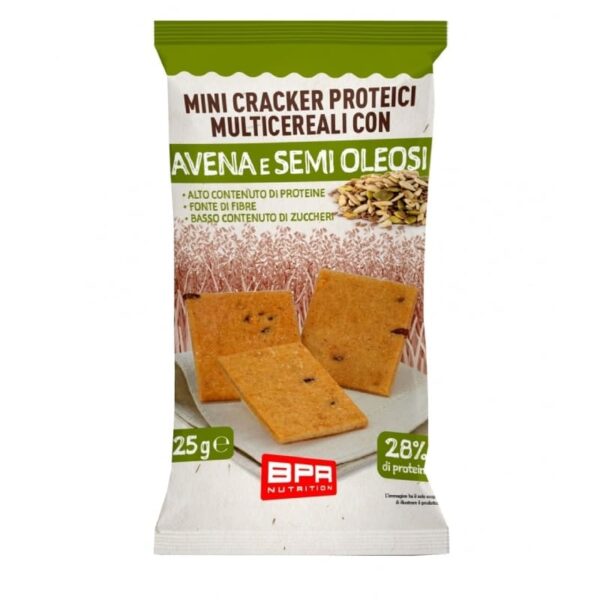 Mini Cracker Proteici Multicereali con Avena e semi oleosi 25g