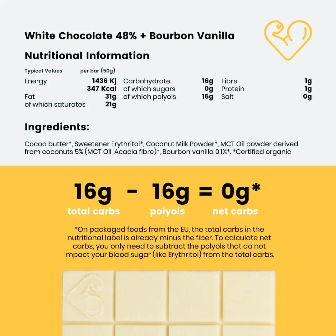 Cioccolato Bianco Keto con Bourbon Vanilla - Funky Fat Foods 50gr
