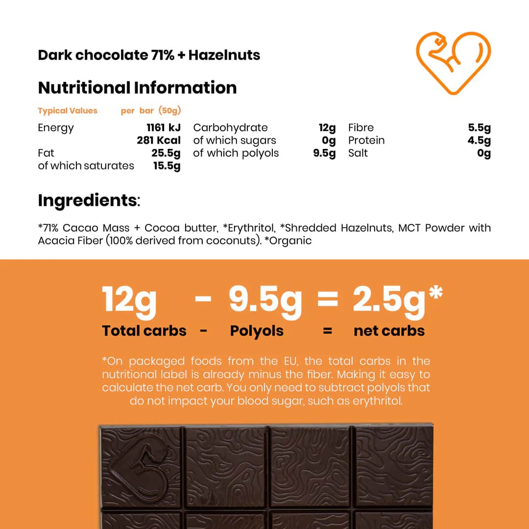 Cioccolato Fondente e Nocciole Keto - Funky Fat Foods 50gr