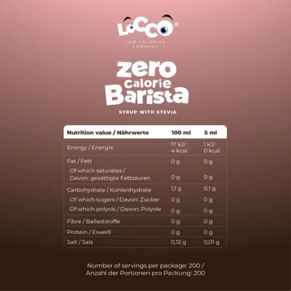 Sciroppo Barista 0 kcal al gusto Pan di Zenzero con Stevia 250ml
