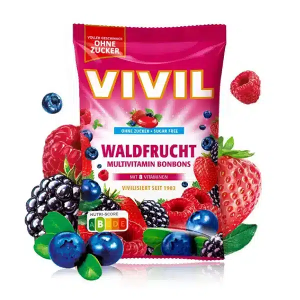 Caramelle multivitaminiche ai frutti di bosco Senza Zucchero 120gr - Vivil