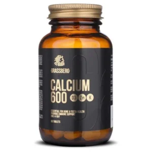 Calcio 600 con Vitamine D3, K1 e Zinco - Grassberg, 60cps
