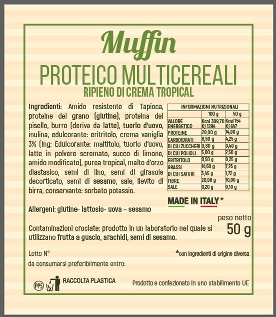 Muffin Proteico e low Carb gusto Tropical Ketosweet 50gr