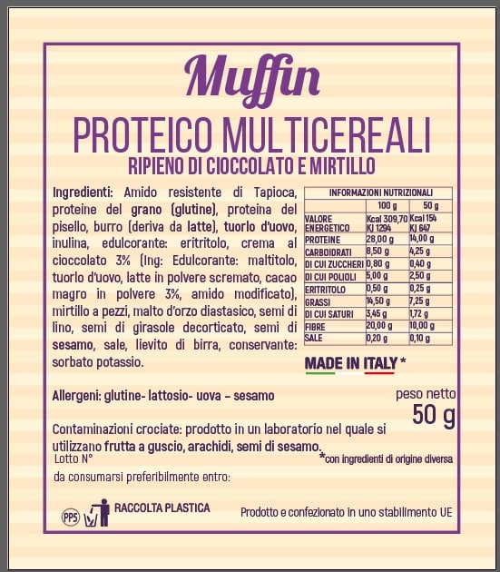 Muffin Proteico e low Carb gusto Mirtillo Ketosweet 50gr