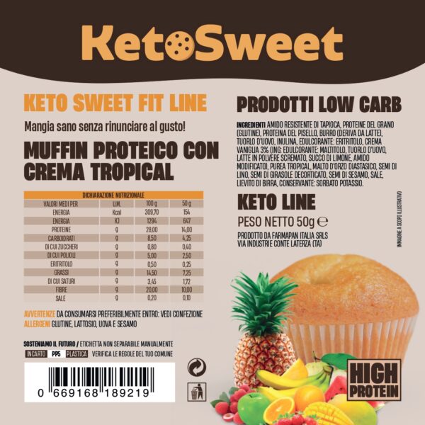 Muffin Proteico e low Carb gusto Tropical Ketosweet 50gr