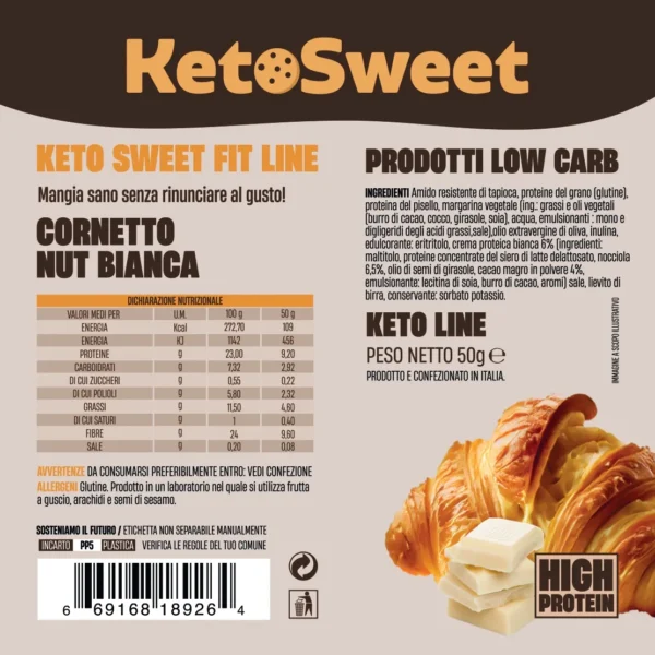 Cornetto ripieno Nut Bianca Ketosweet 50gr