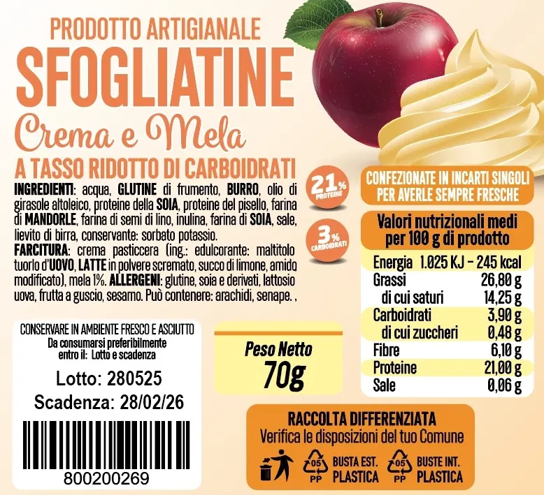 Sfogliata Veneziana crema e mela Ketosweet 70gr 