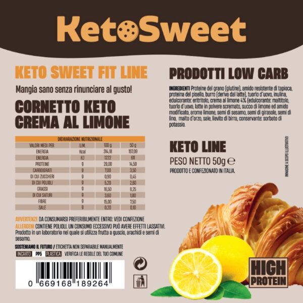 Cornetto Keto ripieno Limone Ketosweet 50gr