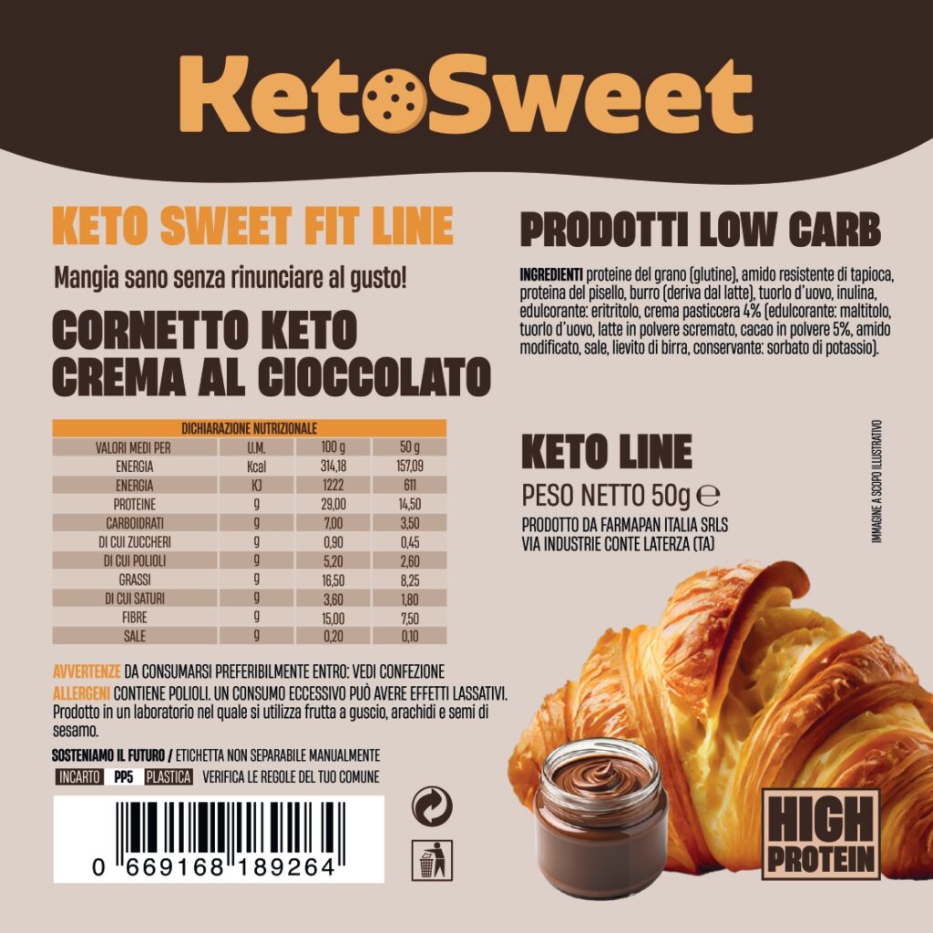 Cornetto Keto ripieno Cioccolato Ketosweet 50gr