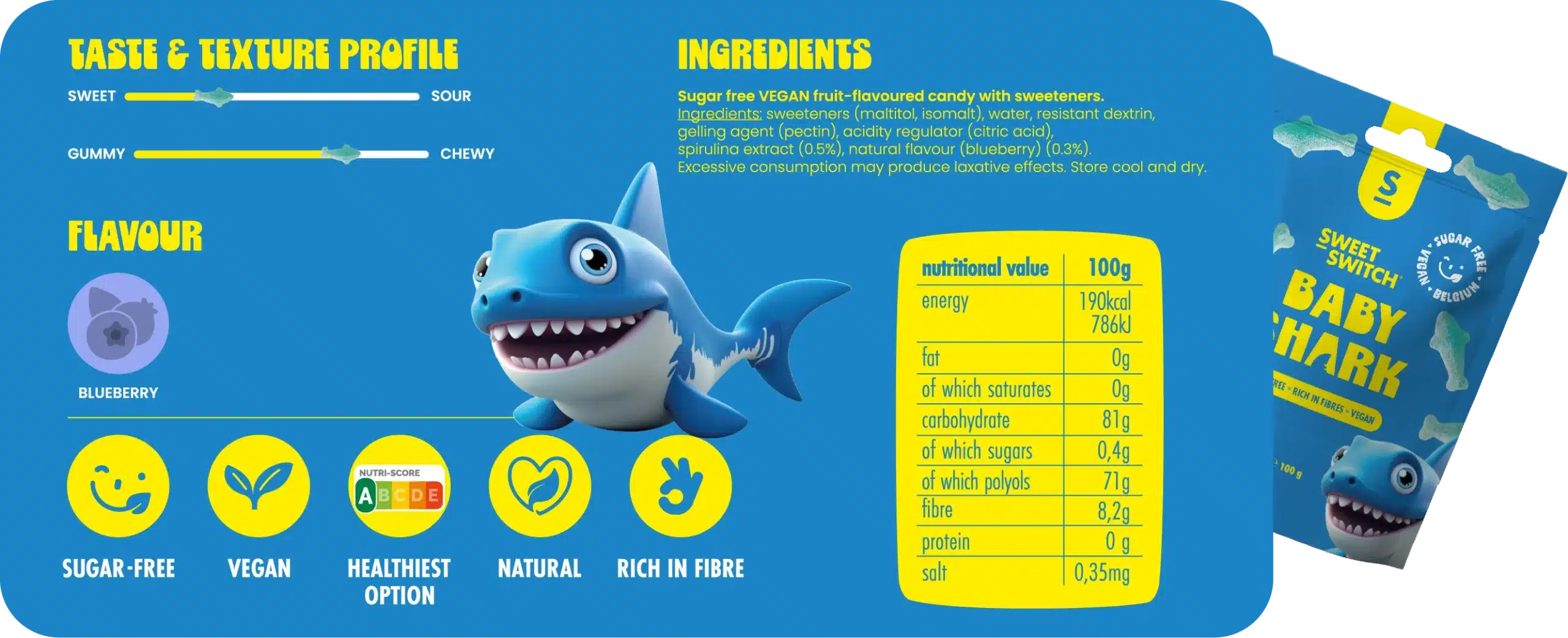 Baby Shark Gommosi Senza Zucchero e Keto 100gr Sweet Switch