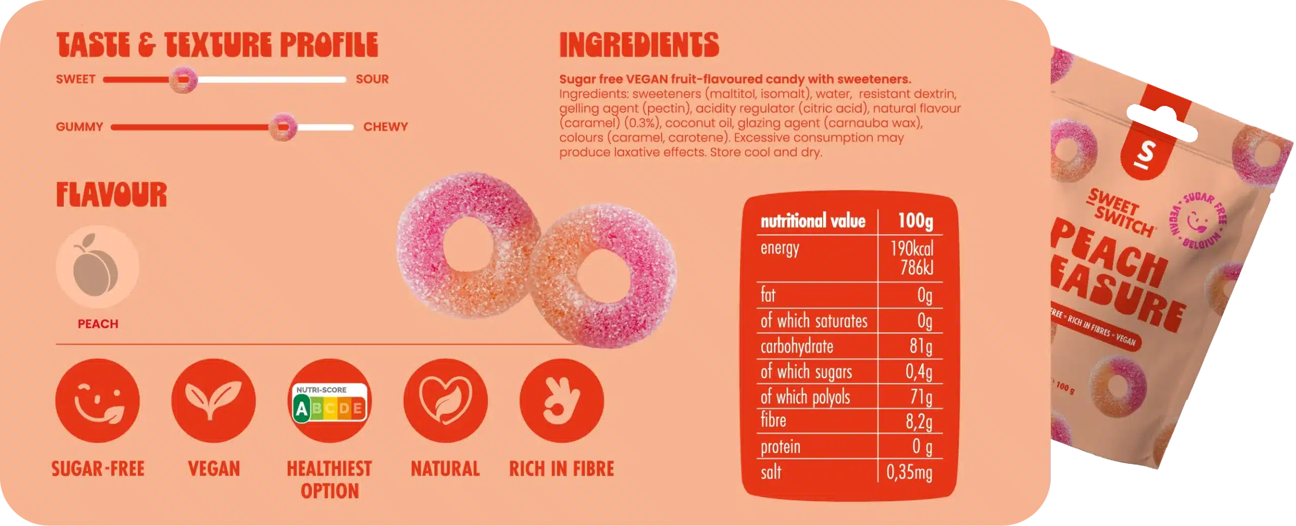 Dolci Pesche Gommosi Senza Zucchero e Keto 100gr Sweet Switch
