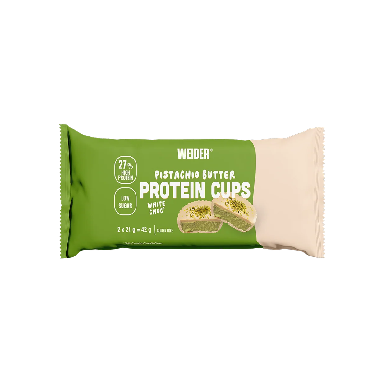 Weider Cups Burro al pistacchio e cioccolato bianco - 2 x 21 gr - immagine 1