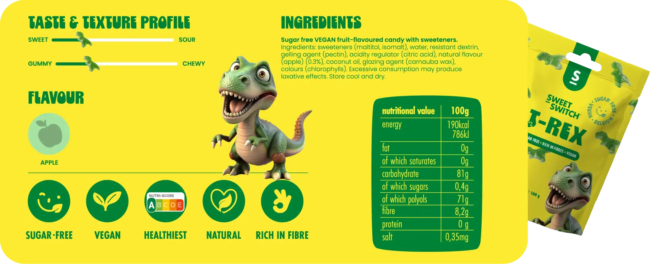 T-Rex Gommosi Senza Zucchero e Keto 100gr Sweet Switch