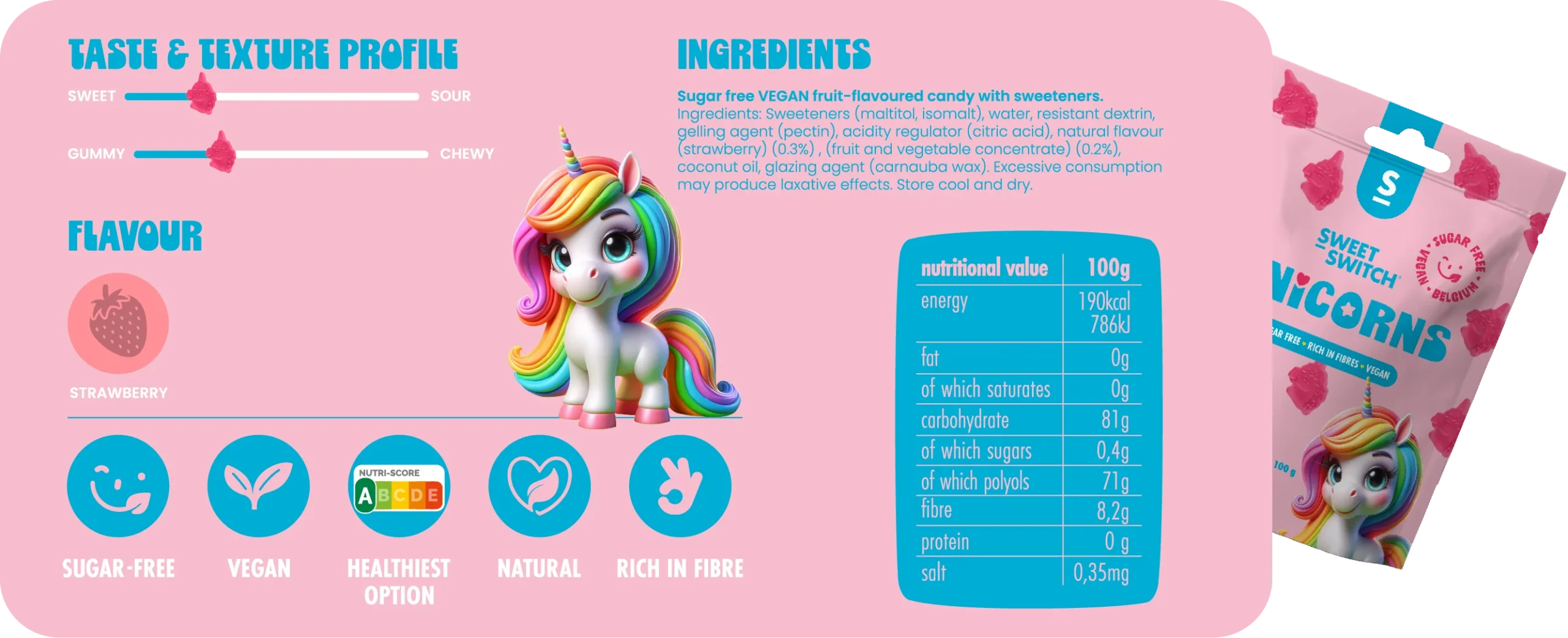 Unicorni Gommosi Senza Zucchero e Keto 100gr Sweet Switch