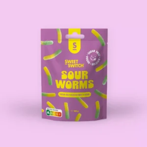 Caramelle senza zucchero Sour Worms Sweet-Switch 100 g