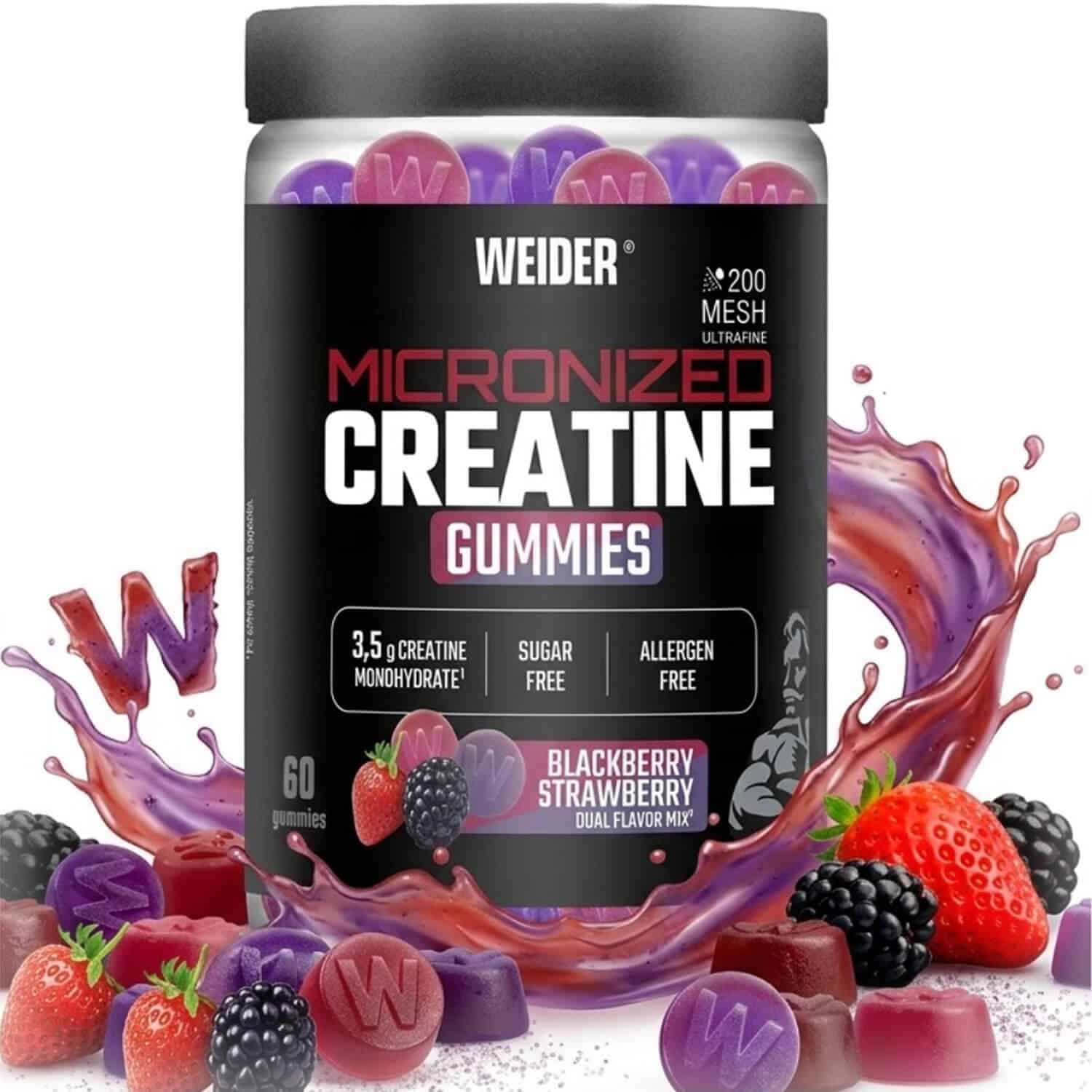 WEIDER-CREATINE-GUMMIES-4 WEIDER MICRONIZED CREATINE GUMMIES 60 GUMMIES Fragola-Frutti di Bosco