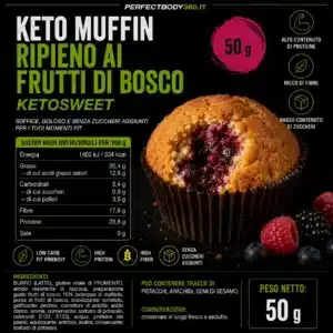 Keto Muffin ripieno ai Frutti di Bosco in pirottino 50gr